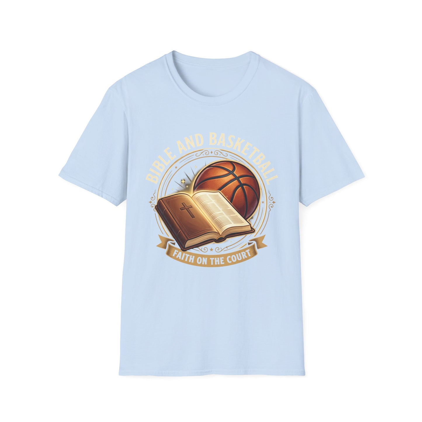 Bible and Basketball T-Shirt — Faith on the Court Christian Basketball Tee
