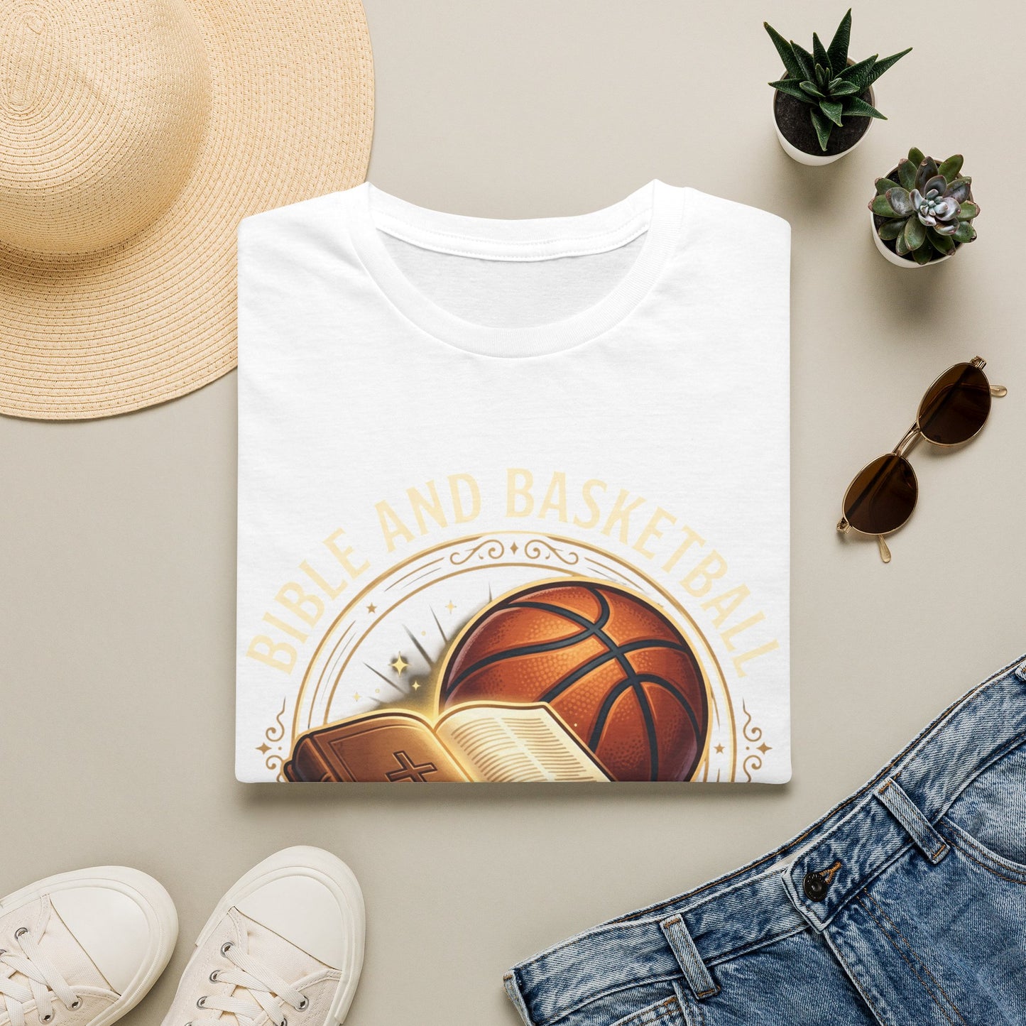 Bible and Basketball T-Shirt — Faith on the Court Christian Basketball Tee