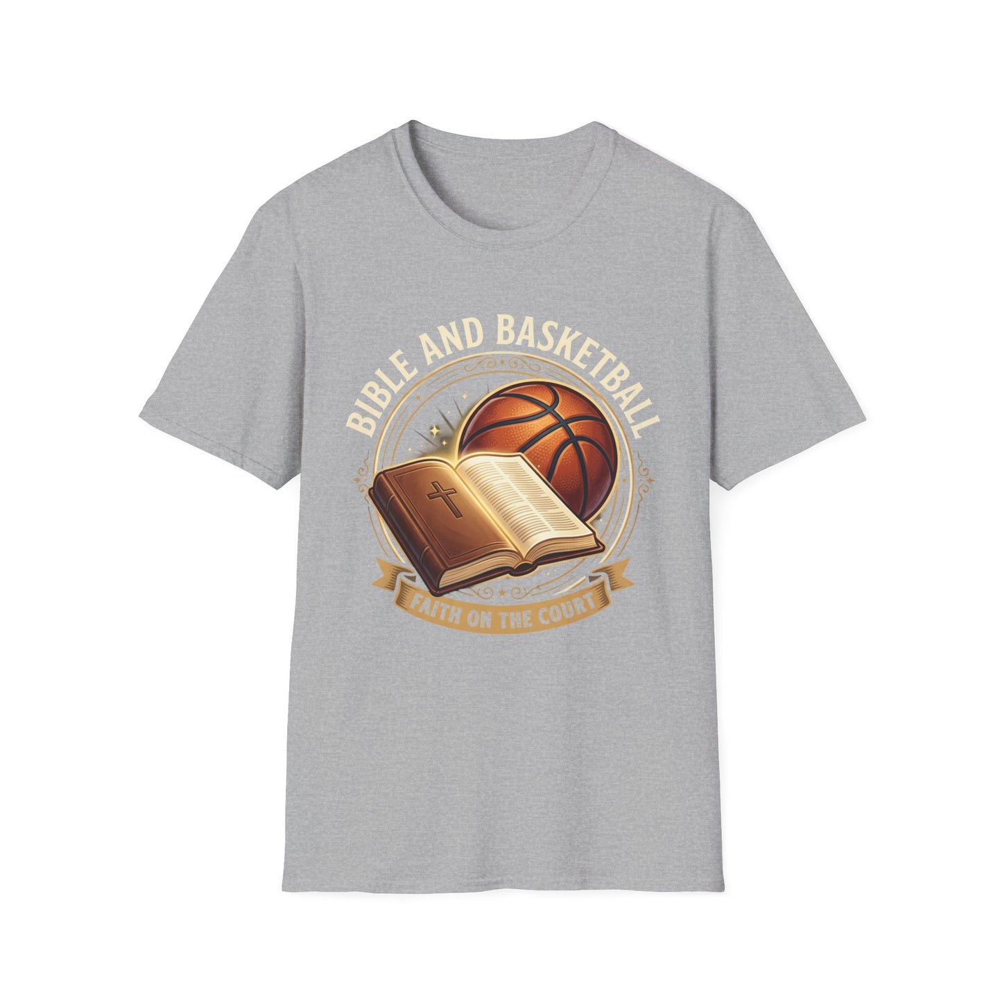 Bible and Basketball T-Shirt — Faith on the Court Christian Basketball Tee