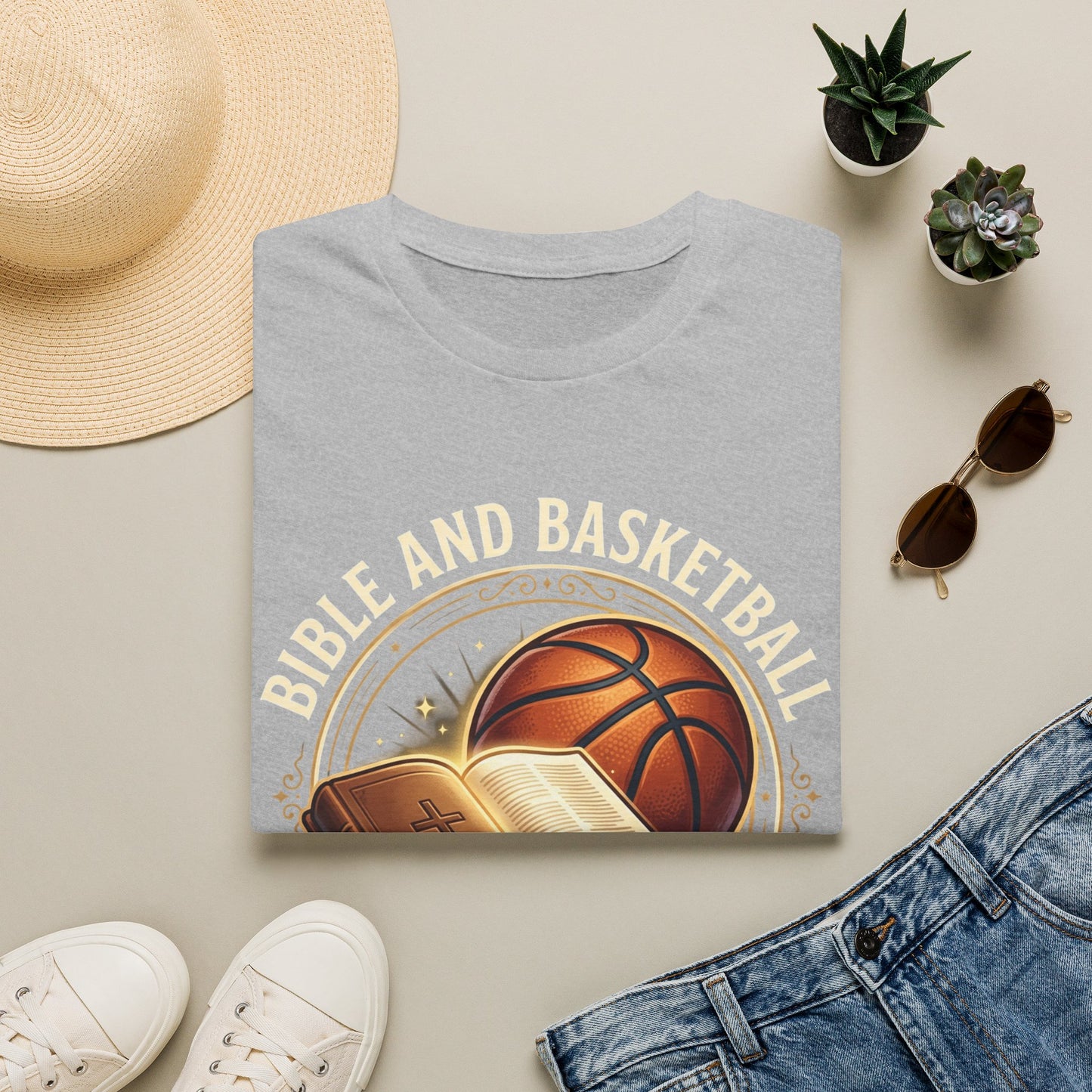 Bible and Basketball T-Shirt — Faith on the Court Christian Basketball Tee
