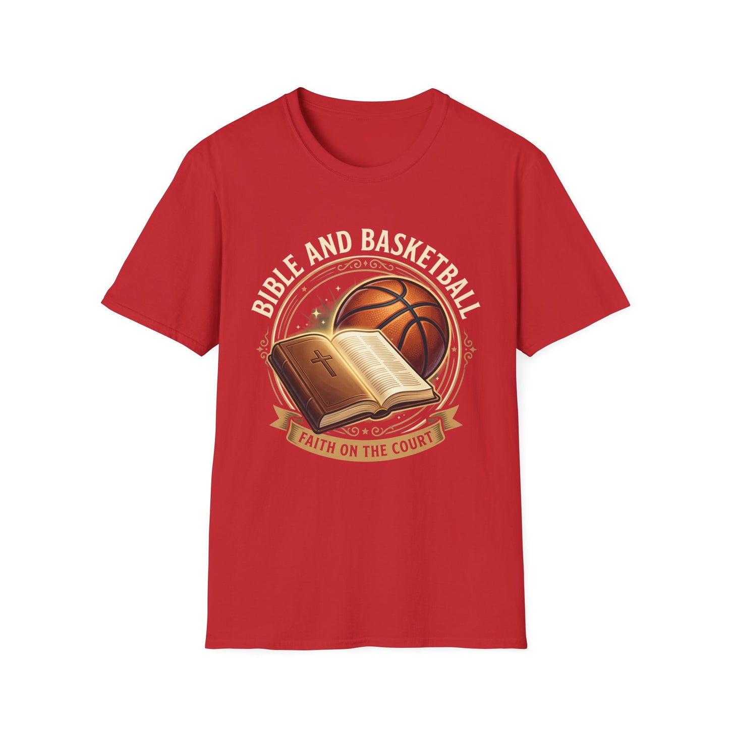Bible and Basketball T-Shirt — Faith on the Court Christian Basketball Tee