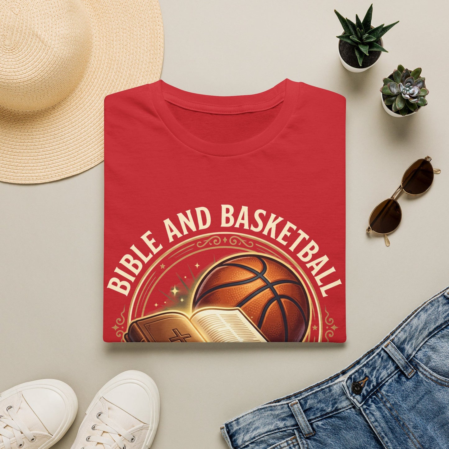 Bible and Basketball T-Shirt — Faith on the Court Christian Basketball Tee