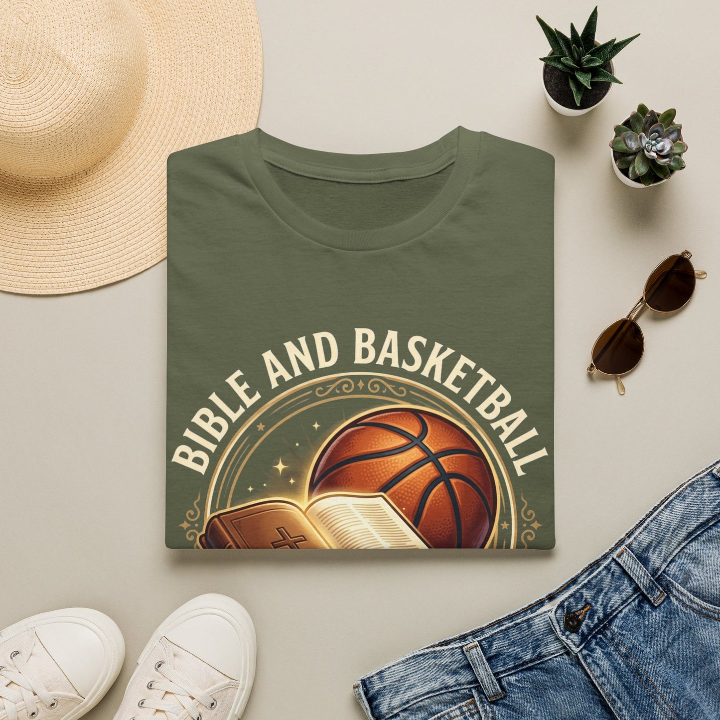 Bible and Basketball T-Shirt — Faith on the Court Christian Basketball Tee