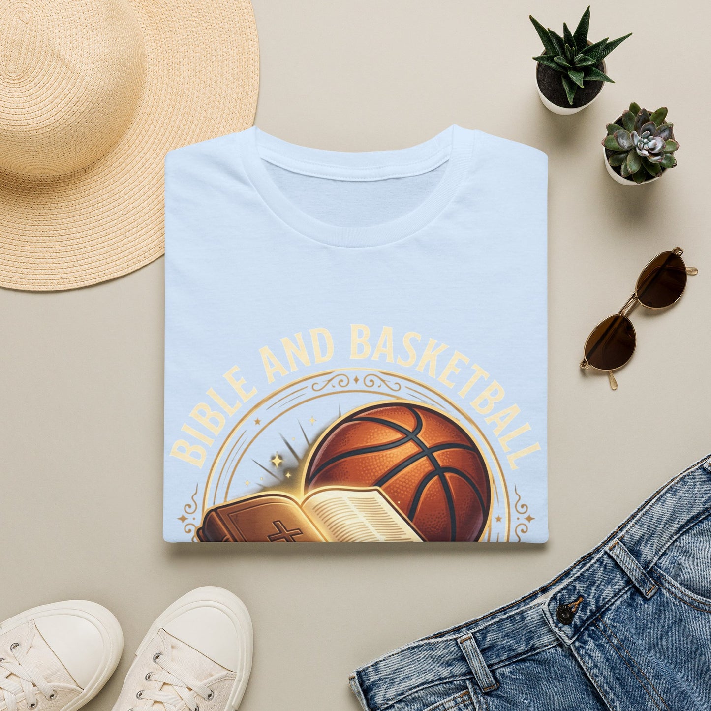 Bible and Basketball T-Shirt — Faith on the Court Christian Basketball Tee