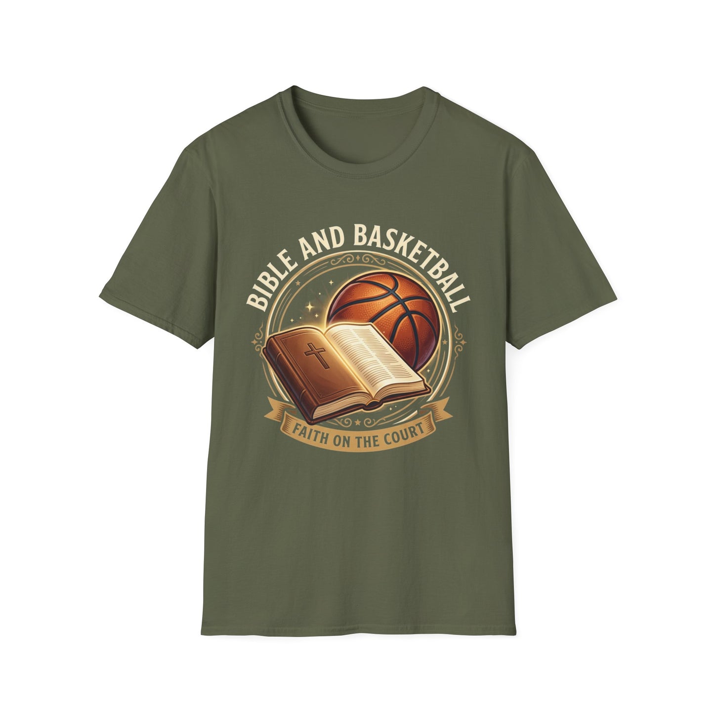 Bible and Basketball T-Shirt — Faith on the Court Christian Basketball Tee