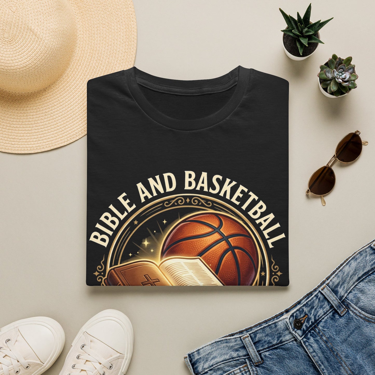 Bible and Basketball T-Shirt — Faith on the Court Christian Basketball Tee