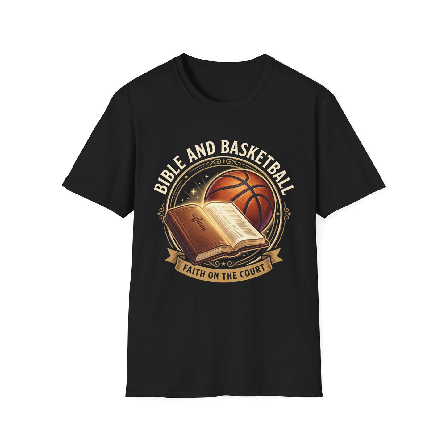 Bible and Basketball T-Shirt — Faith on the Court Christian Basketball Tee